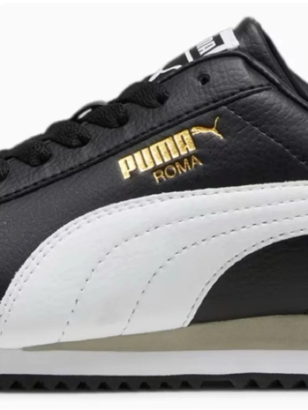 Puma Roma Men's Black and White Leather Sneakers